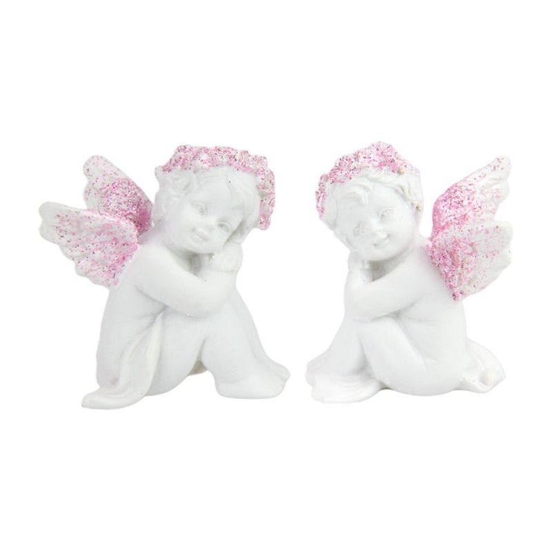 Sitting Cherub - Pink Glitter