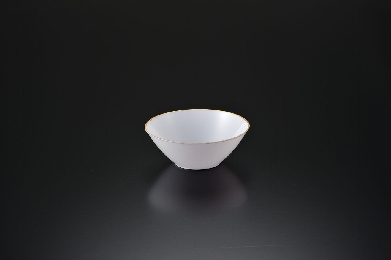 270m White Salad Bowl with White/Silver Rim Pk1