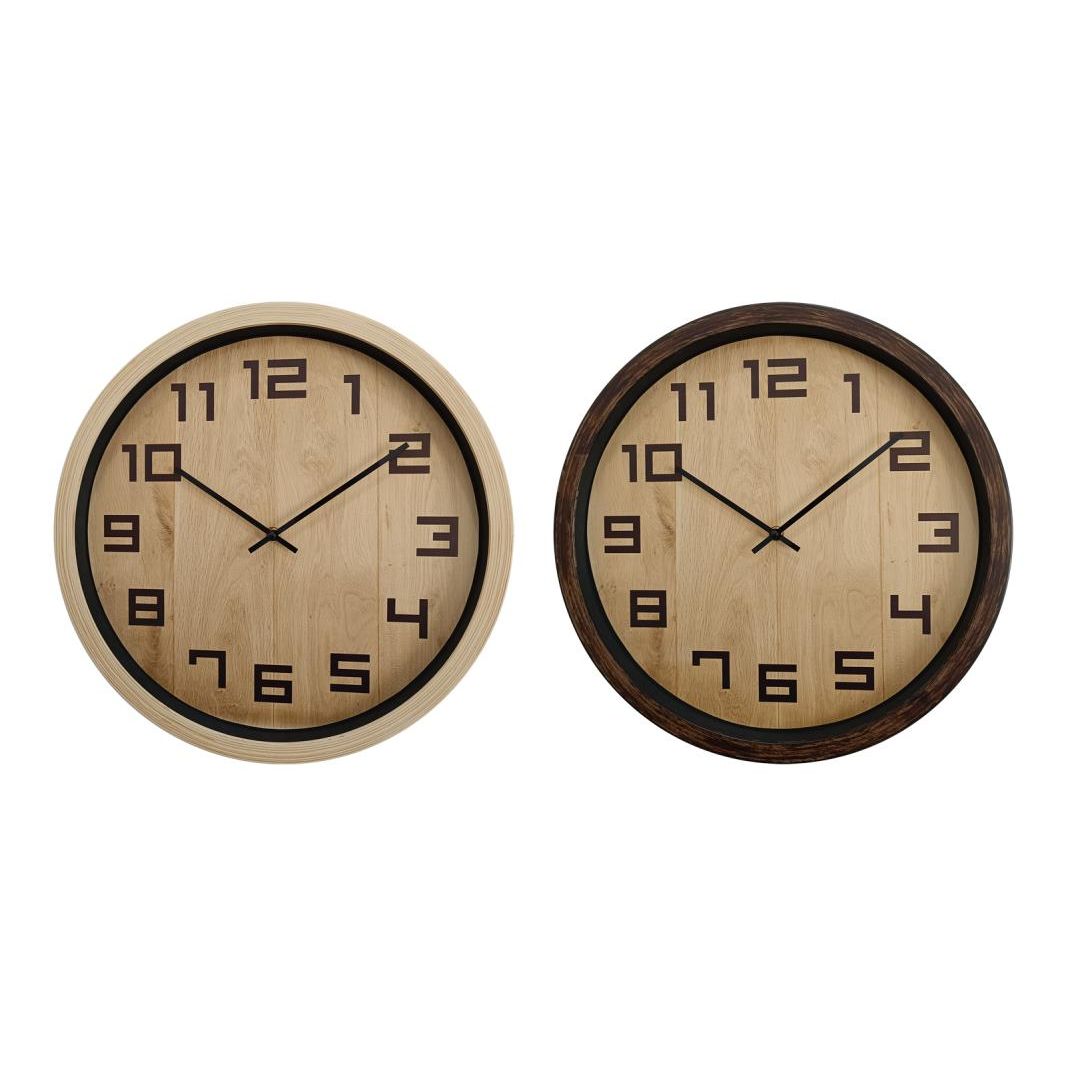 40cm Timber Look Clock 2 ass SKU CLKBRMLN - Dollars and Sense