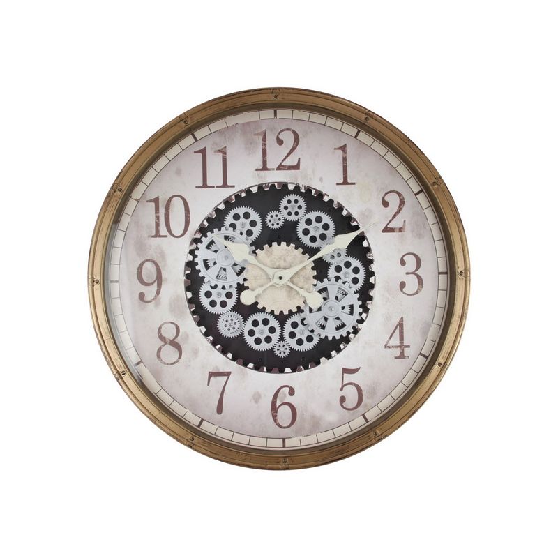76Cm White And Gold Clock with Moving Cogs SKU CLKGOCOG - Dollars and Sense
