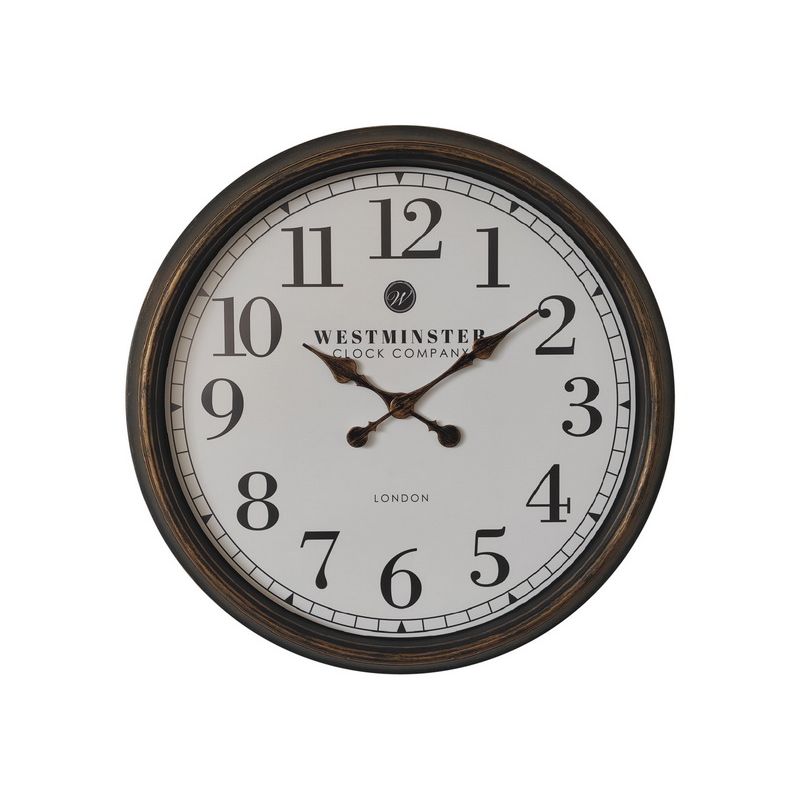 76cm Clock with Numbers in Antique Brown (Window Box) SKU CLOBNCL - Dollars and Sense