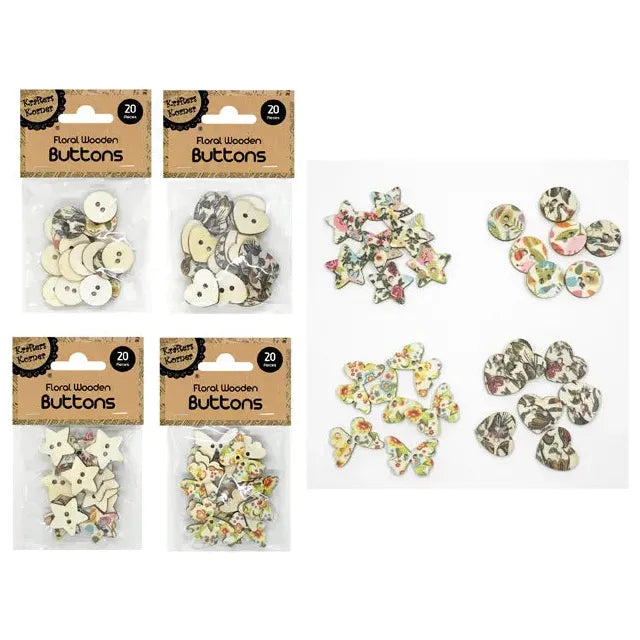 Wooden  - Floral Buttons - Dollars and Sense