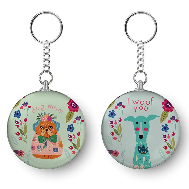 Glass Dome Dog Keyring SKU DOGBOKEY - Dollars and Sense