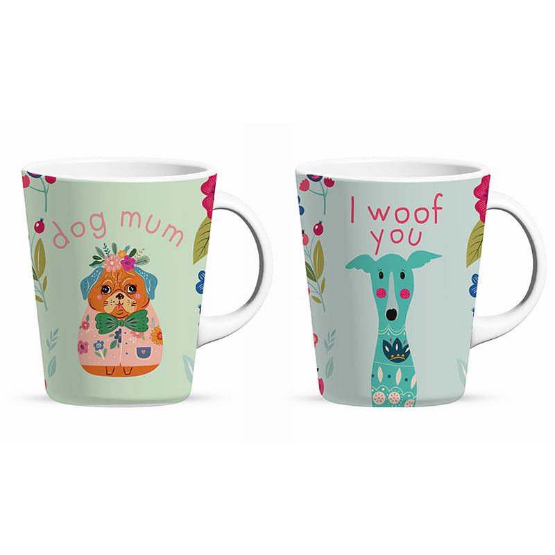 Latte Mug with Boho Dog Design SKU DOGBOMUGL - Dollars and Sense