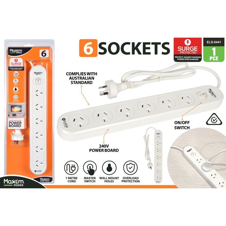 Powerboard with 1 Switch & Surge Protection - Dollars and Sense