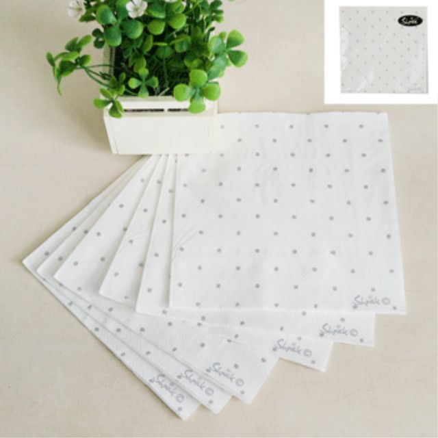 Polka Dot Lunch Napkins - White - Dollars and Sense