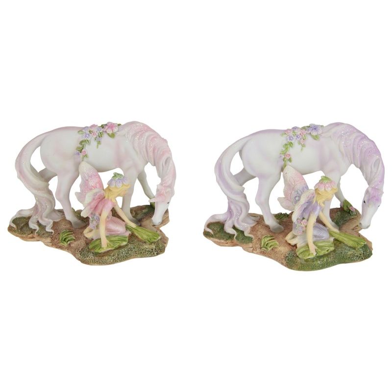 17.5cm Flower Fairy Crouching W/unicorn SKU FAIFLUN - Dollars and Sense