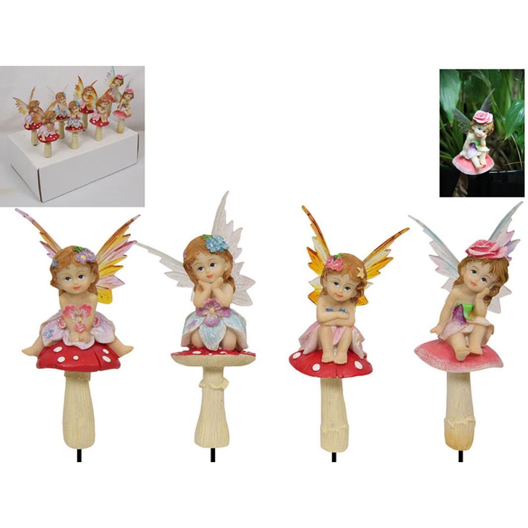 *23cm Fairy on Mushroom Garden Stake 4 A SKU FAIMGST - Dollars and Sense