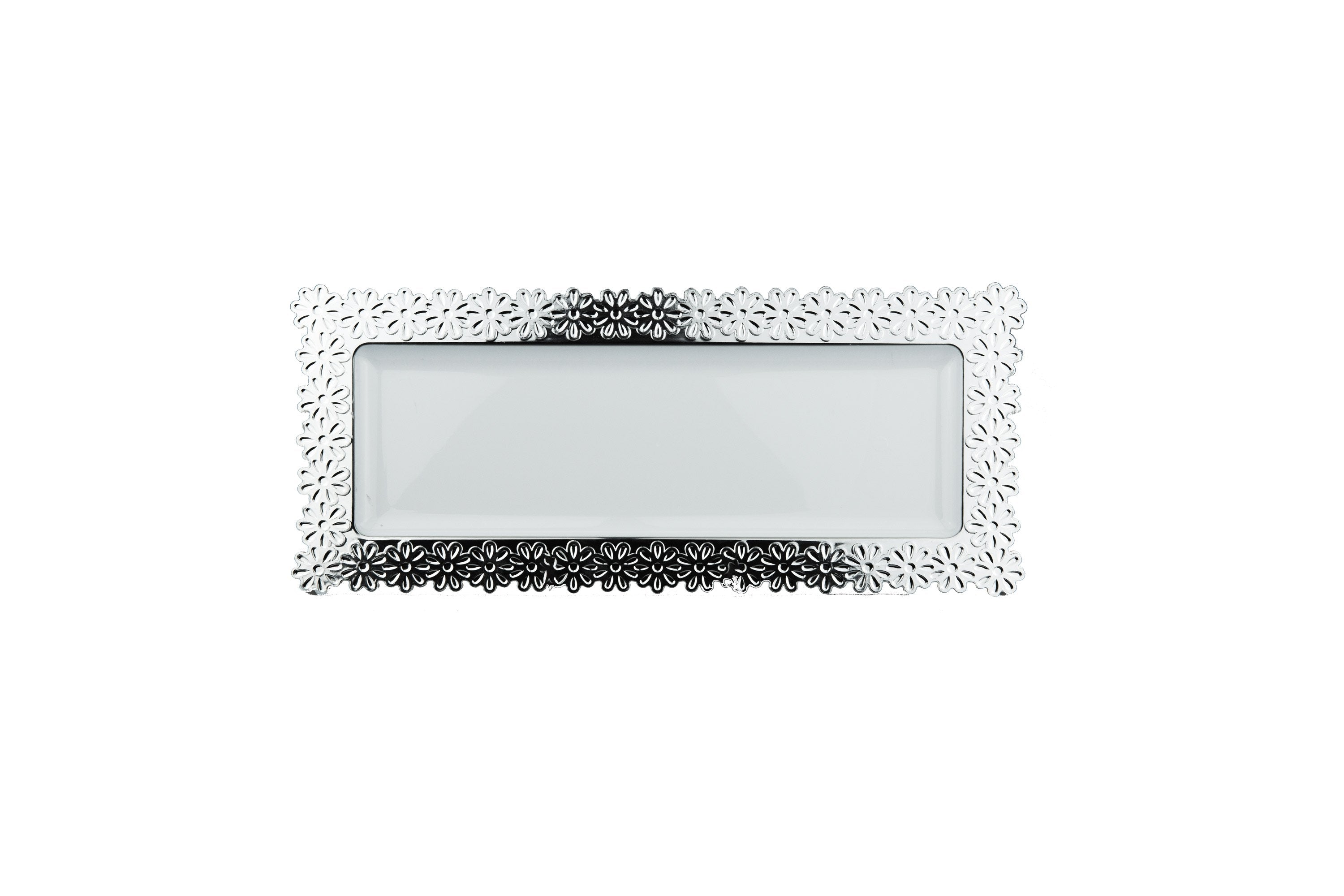 400mm x 222mm Heavy Duty Serving Platter With Silver Rim Pk1