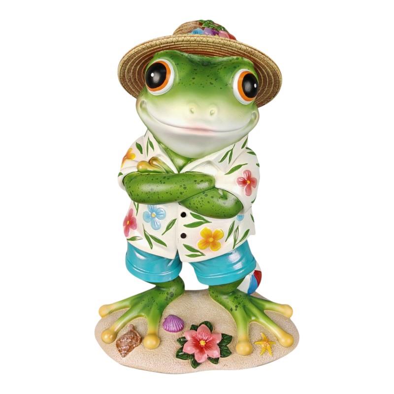 31cm Standing Beach Frog w/Hat Arms Cros SKU FRBHARMC - Dollars and Sense
