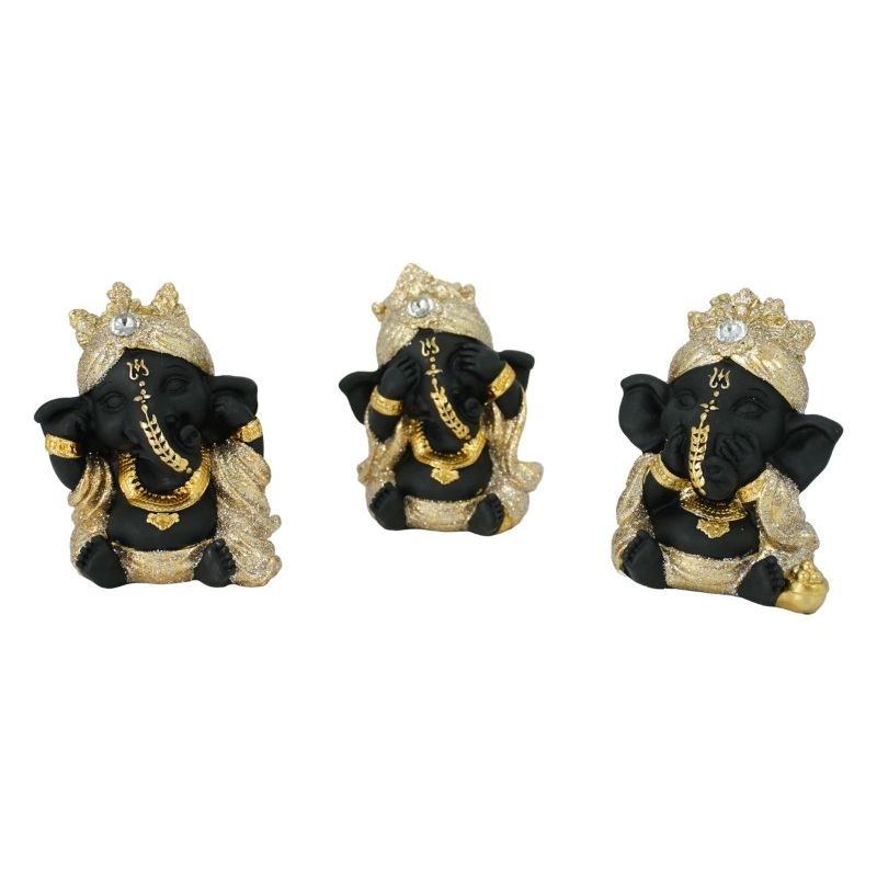 7cm Gold Wise Ganesh with Glitter SKU GANGLIGO - Dollars and Sense