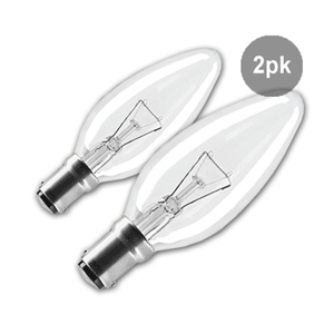 B15 Candle Light Bulbs, 2 Pack - 25W