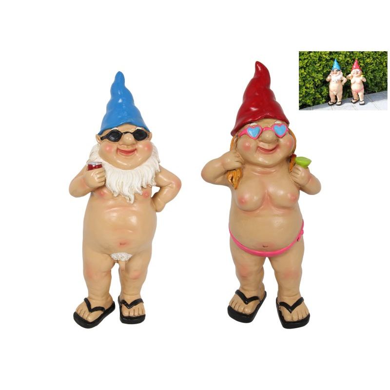 29cm Standing Naked Drinking Gnomes 2 Asstd SKU GNONAKST - Dollars and Sense