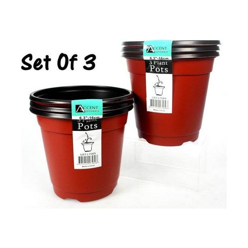 Small Plastic Garden Planter Pots Set Of 3 16Cm Default Title