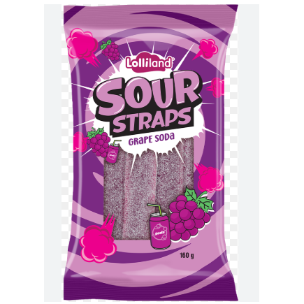 Sour Straps Grape Soda 160g x 12 - Dollars and Sense