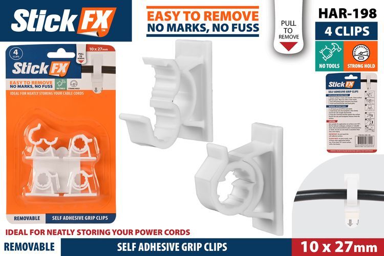 4pce Self-Adh Grip Clips-8mm-Removable