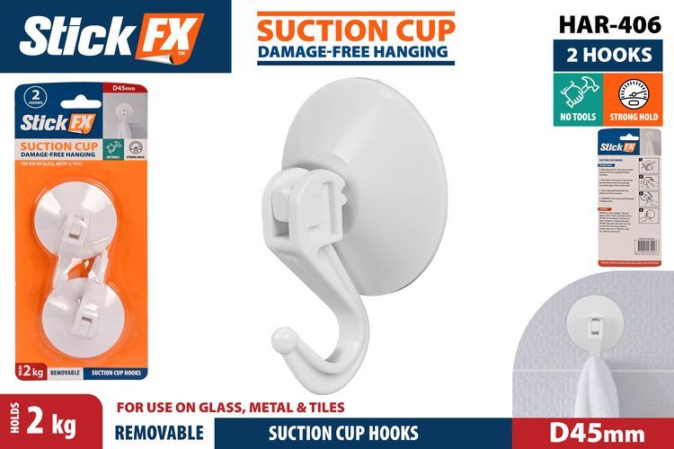 2pc Med Suction Hook-6.5x4.5cm Holds 2K