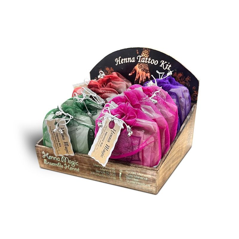 Henna Tattoo Kit with Applicator & Stencil (Display Box) SKU HENNATAT - Dollars and Sense