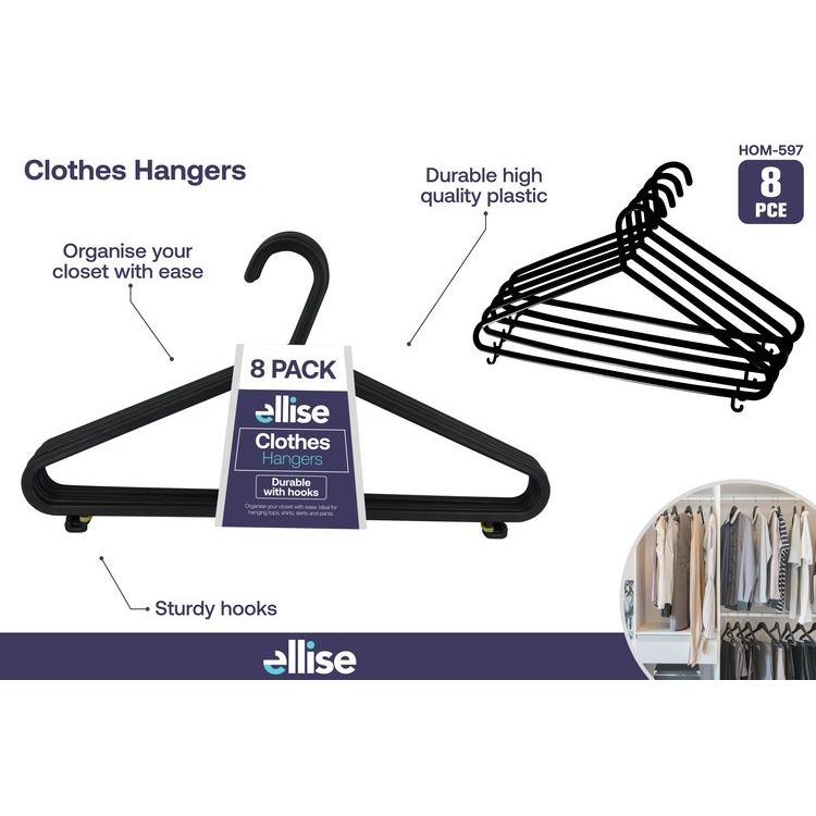 Clothes Coat Hangers - Black