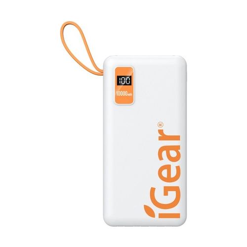 Power Bank 10000mAh Dual USB White with Built-in Cables