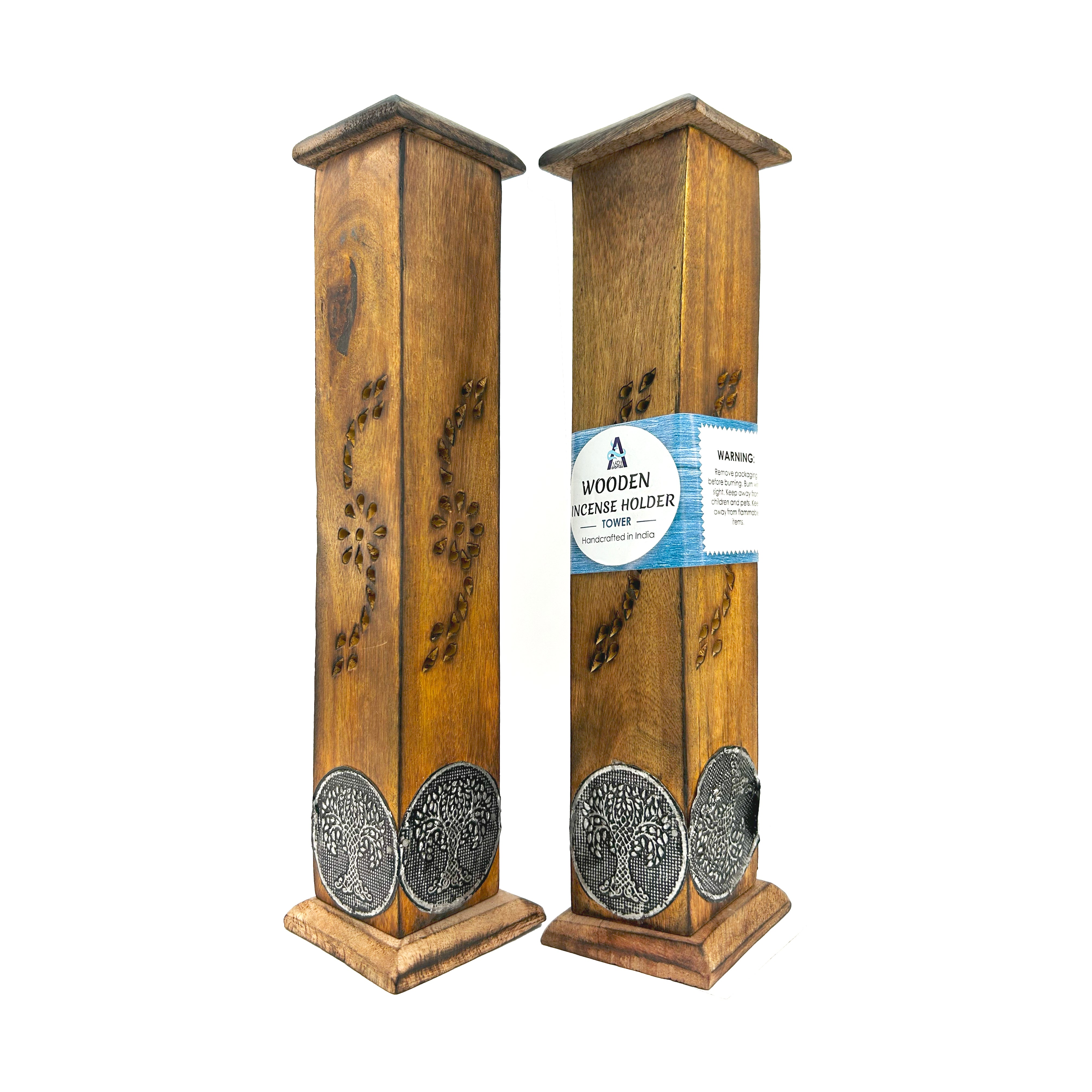 Wooden Incense Tower with Tree of Life