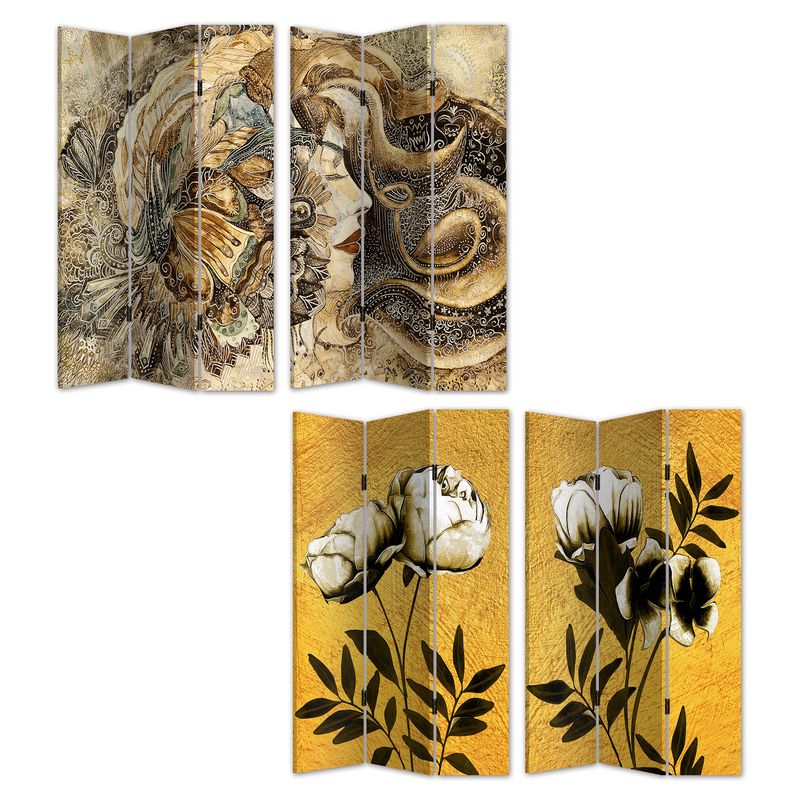 Canvas Screen Room Divider - Lady or Flower