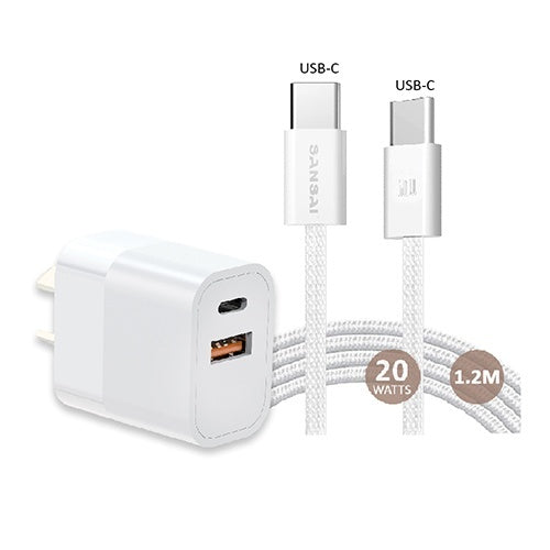 USB-C PD Charger with USB-C Cable - 20W