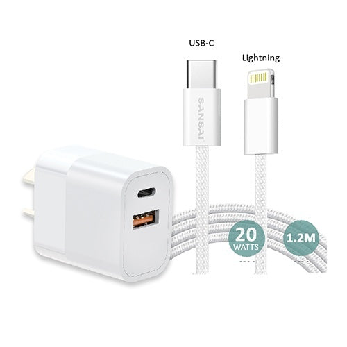USB-C PD Charger with Lightning Cable - 20W