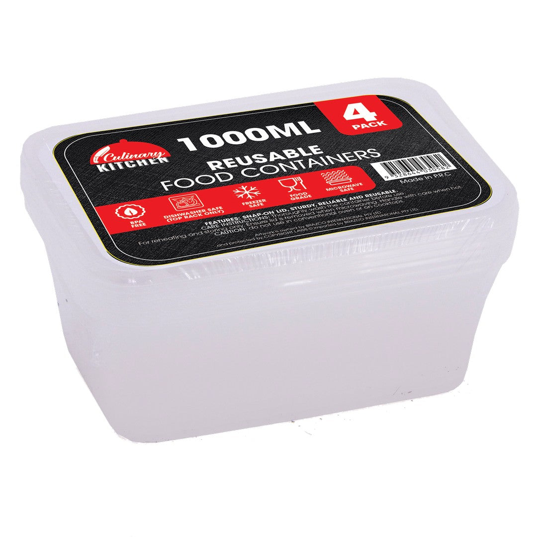 Reusable Food Containers - Rectangle 1000ml