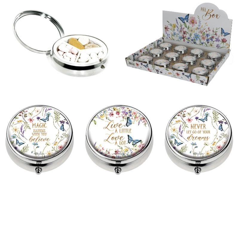 6cm Blue Butterfly Pill Box 3 ass KL SKU KLBBPILL - Dollars and Sense