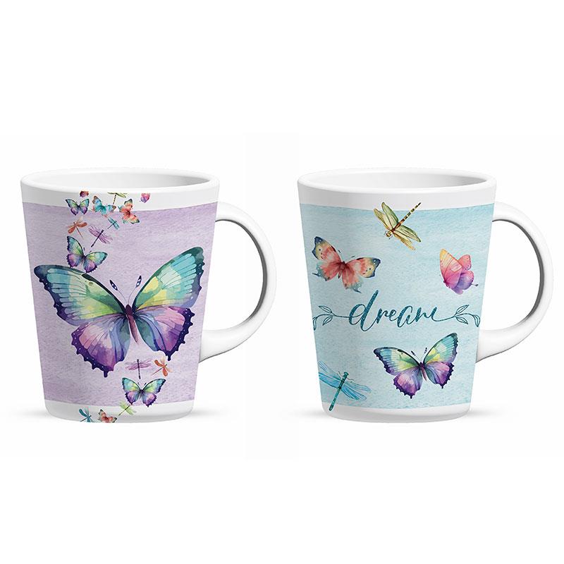 Latte Mugw/B'Fly & D'FlyDesign2 Ass SKU KLBDPMUG - Dollars and Sense