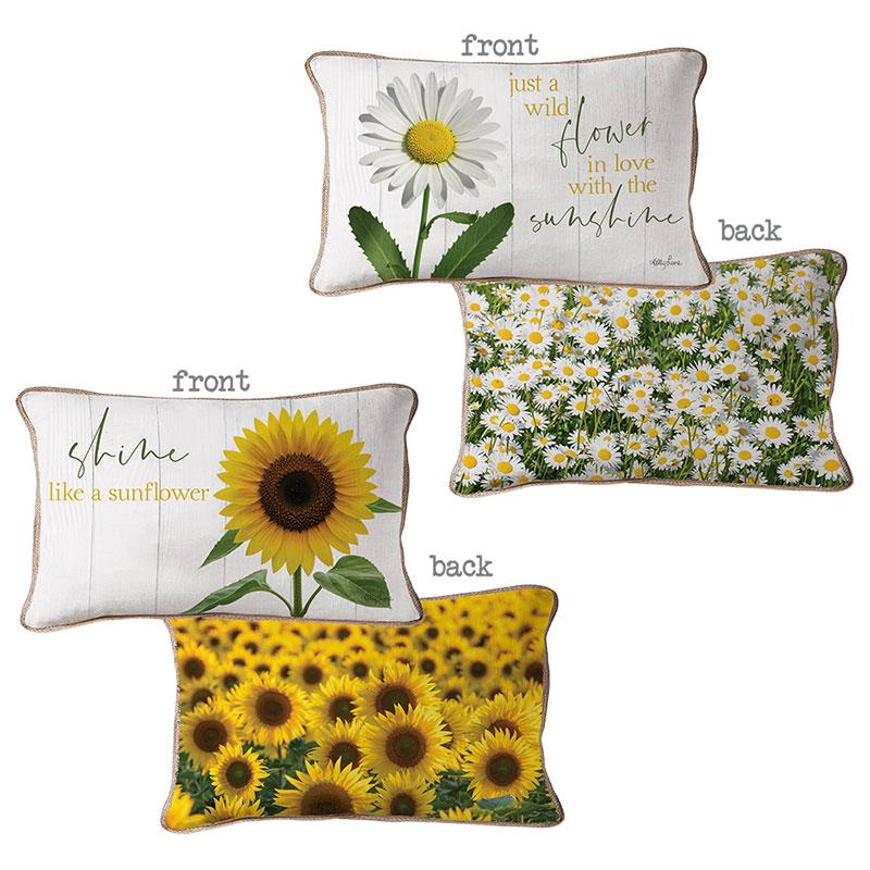 30x50cm Sunflower & Daisy Cushion 2 ass SKU KLSDCU30 - Dollars and Sense