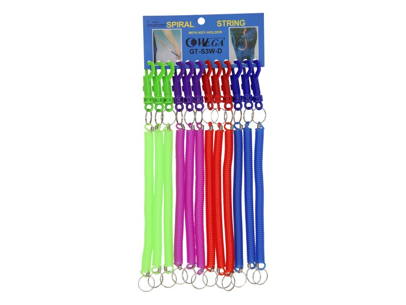 Coloured Spiral Coil Key Ring