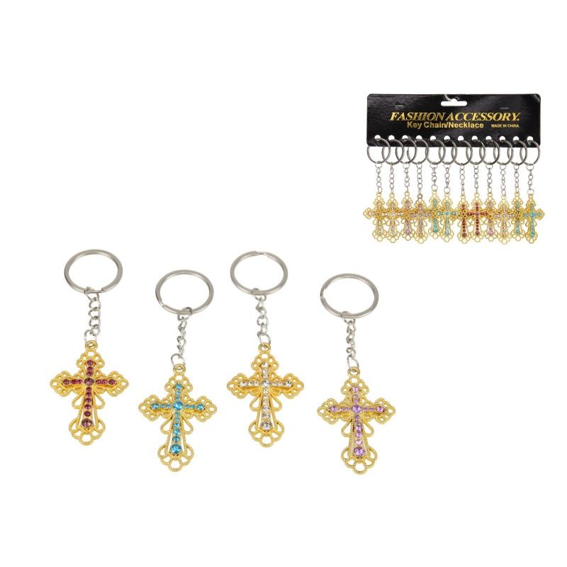 Gold Cross Key Ring 4 Ass SKU KRGOCR - Dollars and Sense