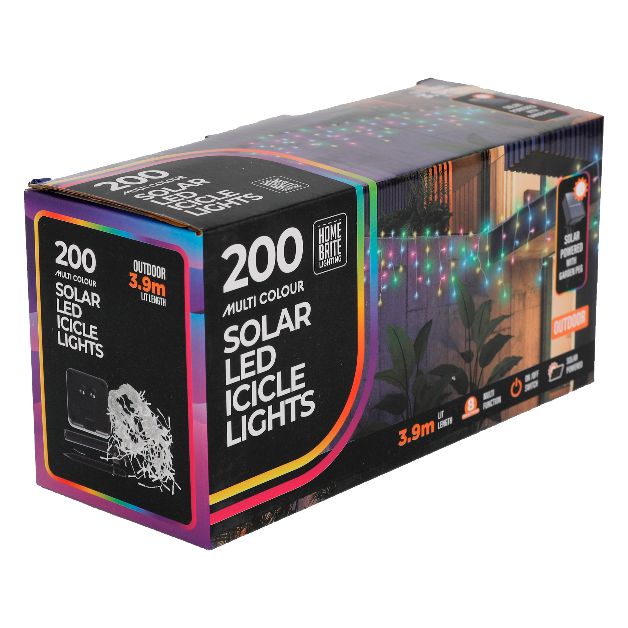 Solar LED Icicles Lights Multi 200pc - Dollars and Sense