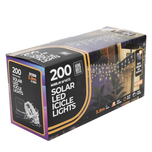 Solar LED Icicles Lights Warm 200pc - Dollars and Sense