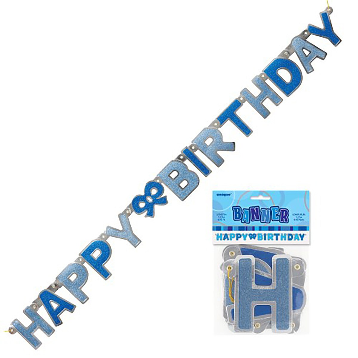 Happy Birthday Jointed Banner - Glitz Blue - Dollars and Sense