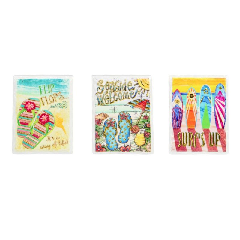 6x8cm Beach w/Gold Wording Magnets 3 Ass SKU MAGBEGOL - Dollars and Sense