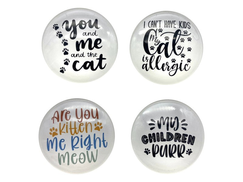 5cm Round Glass Cat Magnet 4 Asstd