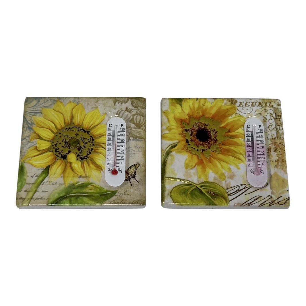 7.5x7.5cm Sunflower Magnet w/Thermometer SKU MAGSUNTH - Dollars and Sense