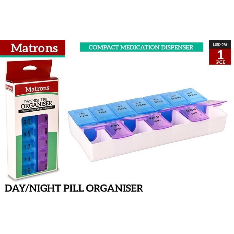 1Pce 7Day AM/PM Pill Box with Clip Lids