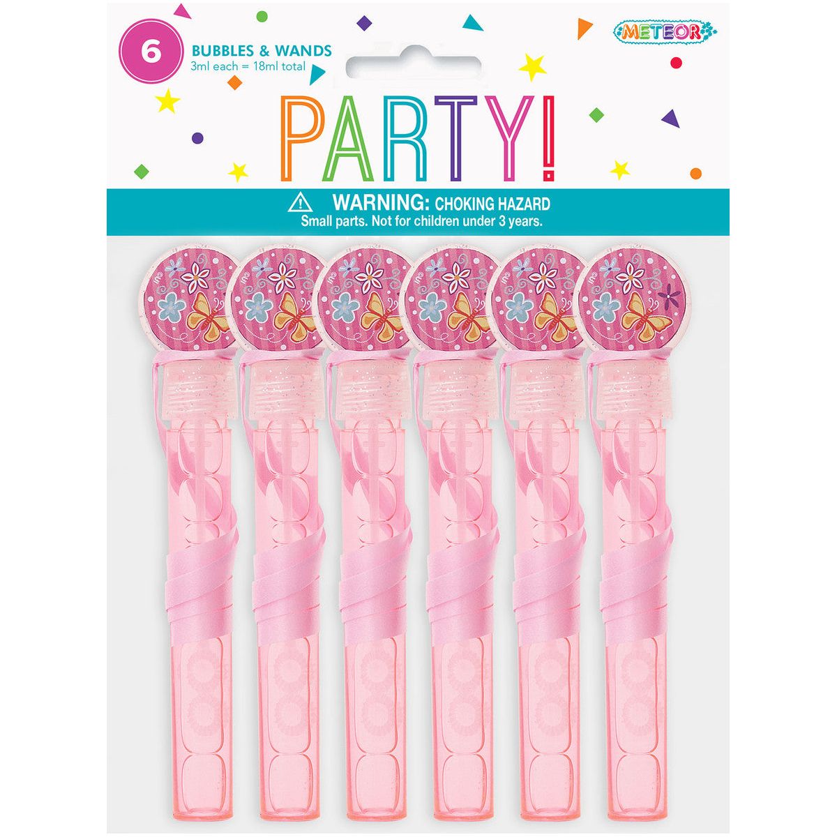 Bubbles & Wands Party Favors Pink 3ml 6pk