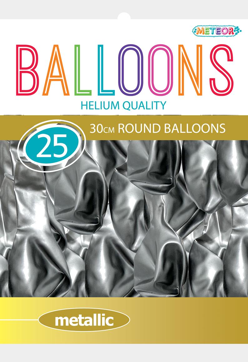 Latex Balloons - Metallic Silver - Dollars and Sense