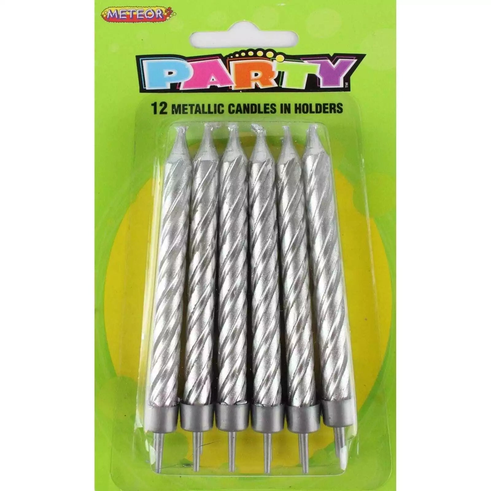 Birthday Candles with Holders - Metallic Silver - Dollars and Sense