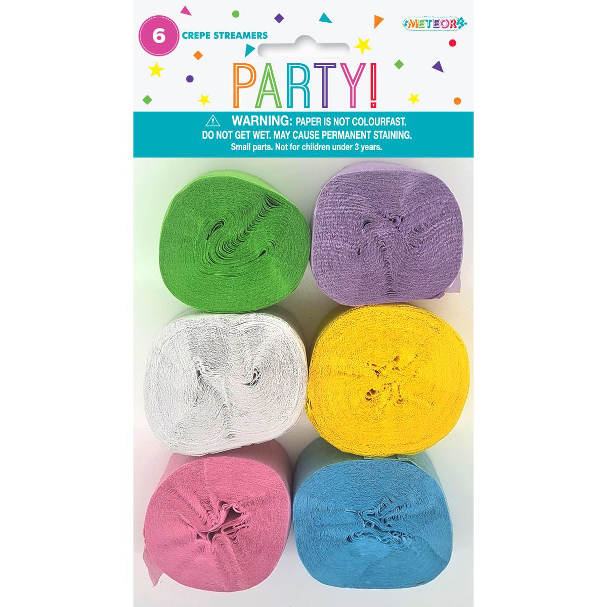 6 Crepe Streamers - Pastel Assorted
