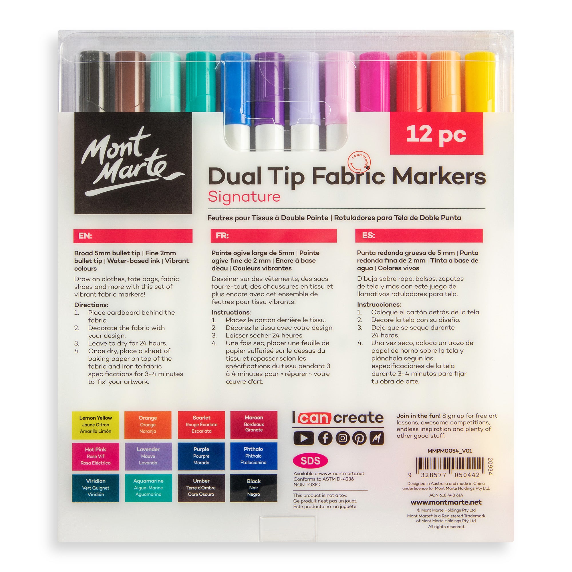 Mont Marte Dual Tip Fabric Markers - Dollars and Sense