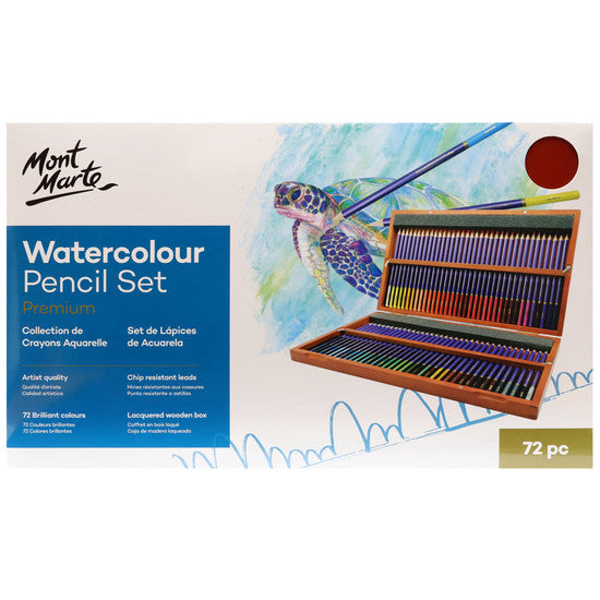 Mont Marte Premium Watercolour Pencil Box Set 72pc - Dollars and Sense