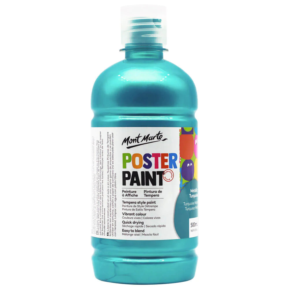 Mont Marte Poster Paint - Metallic Turquoise - Dollars and Sense