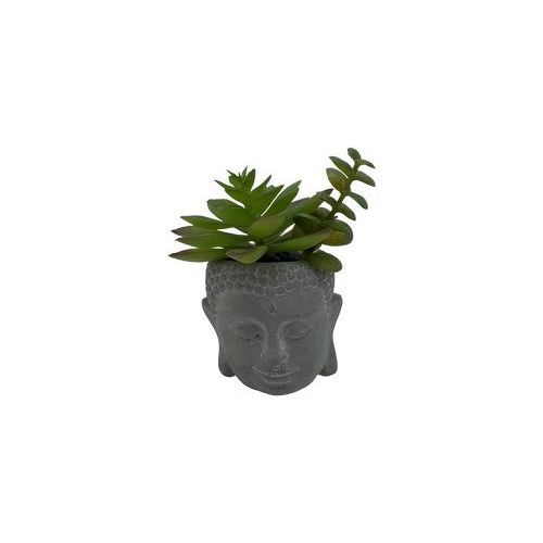 Tabletop Buddha Flowerpot with Plastic Succulents 8cm