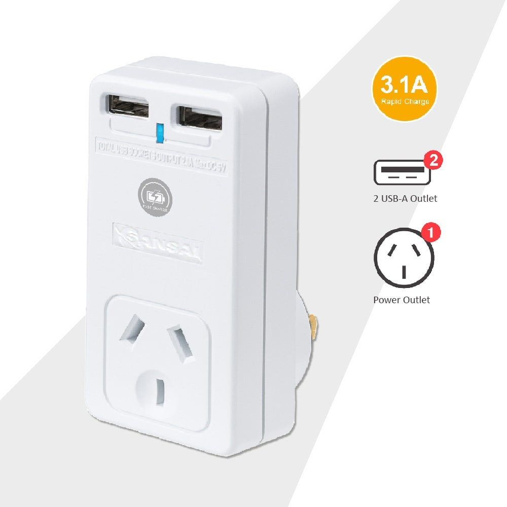 Dual USB Power Outlets - 3.1A